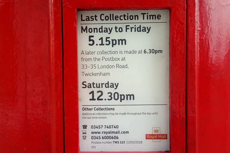 POST BOX COLLECTION TIMES TWICKENHAM